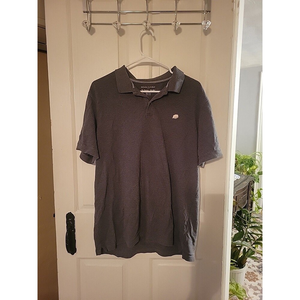 Banana Republic Polo Shirt Mens XL Dark Grey elephant logo standard fit